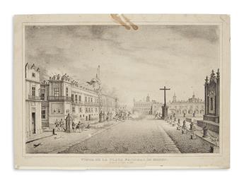 (MEXICO--PRINTS.) Gualdi, Pedro; artist. Pair of lithographs depicting an uprising in Mexico City.